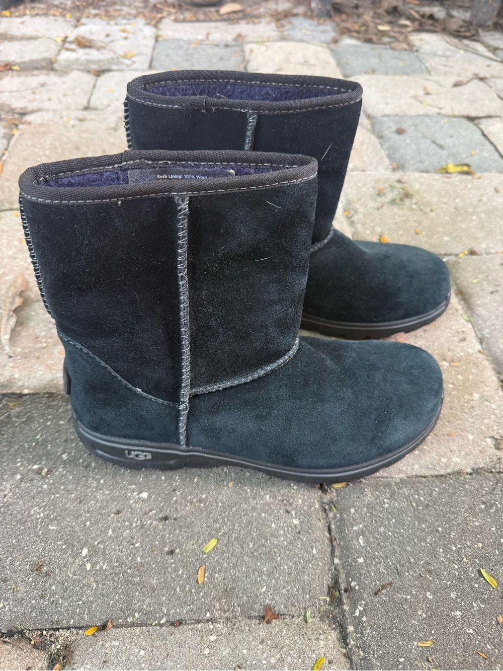 Ugg Australia K Lynden Youth Big Girls waterproof boots black suede size 5
